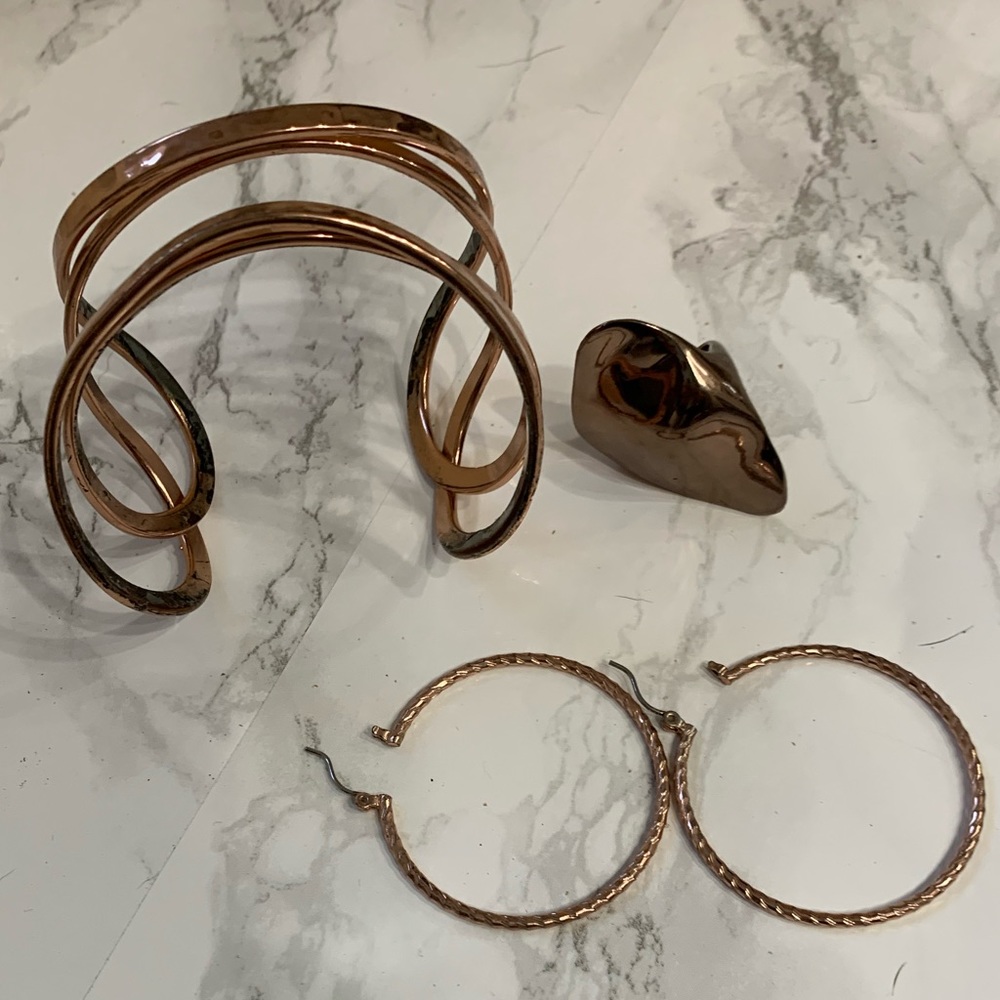 Rose gold plated 3 piece jewelry bundle
